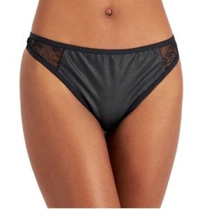 NWT INC International Concepts Faux Leather Lace Thong